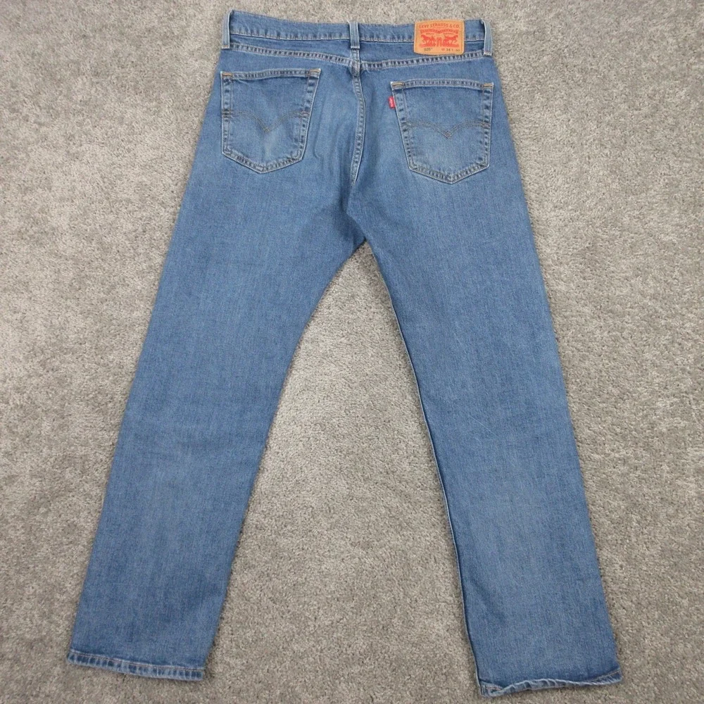 Levis Jeans Mens 34x30 Blue 505 Regular Straight Faded Work Zip Fly‎ Denim Pants